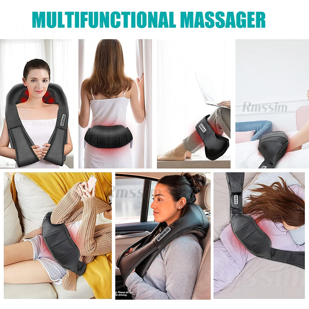 Relaxing Heated U-Shape Shiatsu Deep Kneading Massager for Neck, Back & Body