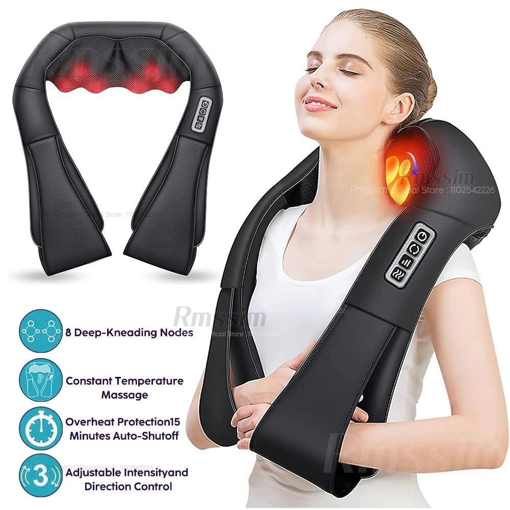 Relaxing Heated U-Shape Shiatsu Deep Kneading Massager for Neck, Back & Body
