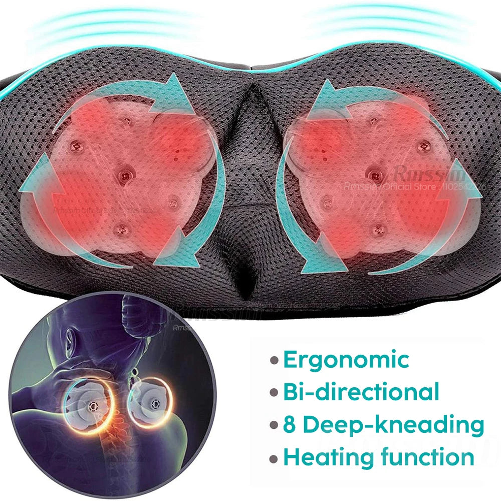 Relaxing Heated U-Shape Shiatsu Deep Kneading Massager for Neck, Back & Body